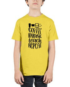 Coffee Mask Teach Repeat Style 660# - teacher - Youth Tee Unisex