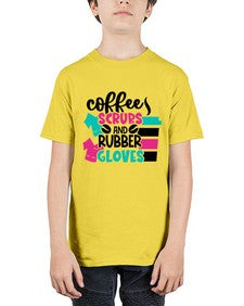 Coffee Scrubs And Rubber Gloves Style Style 664# - nurse - Youth Tee Unisex