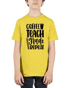 Coffee Teach Grade Repeat Style 671# - teacher - Youth Tee Unisex