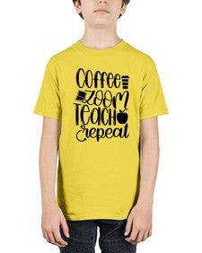 Coffee Zoom Teach Repeat Style 674# - teacher - Youth Tee Unisex