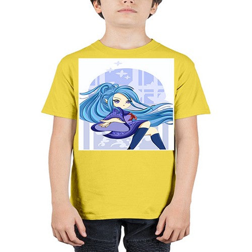 Cute and beautiful girl blue long hair cartoon 155# - anime - Youth Tee Unisex