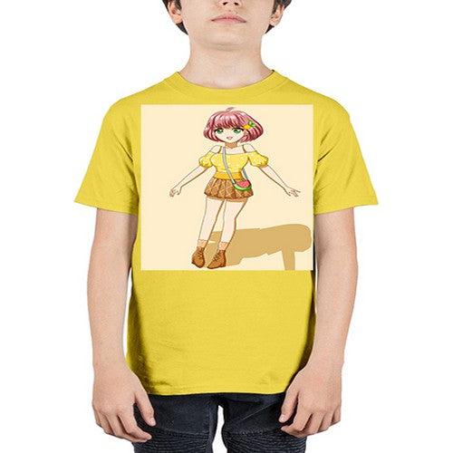 Cute and beautiful girl in summer with yellow dress 54# - anime - Youth Tee Unisex