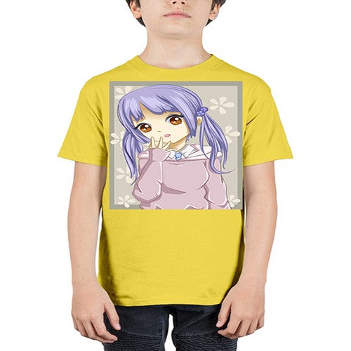 Cute and beautiful girl purple hair 25# - anime - Youth Tee Unisex