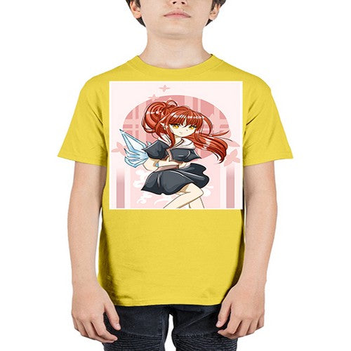 Cute and beautiful girl red long hair with sword cartoon 157# - anime - Youth Tee Unisex