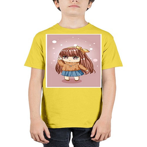 Cute and beautiful little girl long brown hair 149# - anime - Youth Tee Unisex