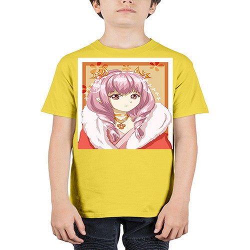 Cute and beautiful queen pink hair with red dress 124# - anime - Youth Tee Unisex