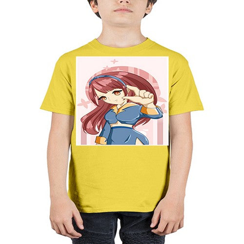 Cute and cool girl red long hair 166# - anime - Youth Tee Unisex