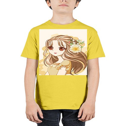 Cute and happy girl with flowers crown 57# - anime - Youth Tee Unisex
