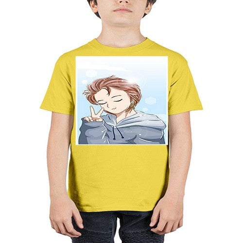 Cute boy brown hair with blue jacket 126# - anime - Youth Tee Unisex