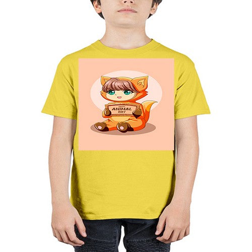 Cute girl with animal costume in animal day text 137# - anime - Youth Tee Unisex