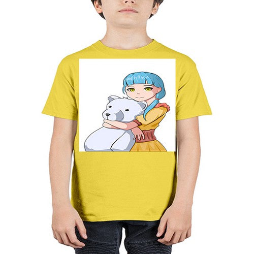 Cute girl with bear doll 26# - anime - Youth Tee Unisex