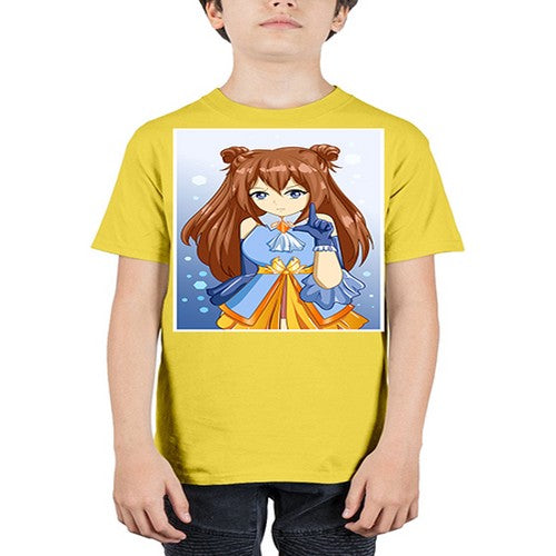 Cute little beautiful girl blue gold clothes cartoon 171# - anime - Youth Tee Unisex