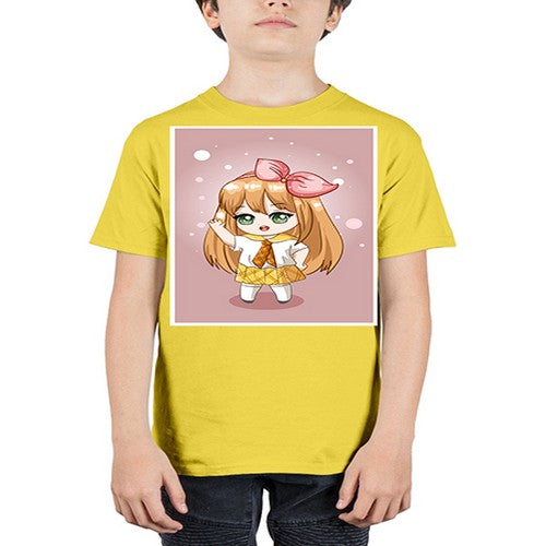 Cute little girl yellow hair wearing uniform 130# - anime - Youth Tee Unisex