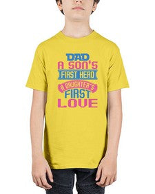 Dad a sons first hero a 82# - cartoon super hero - Youth Tee Unisex