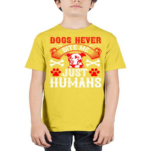 Dogs never bite me Just humans Style 209# - dogs - Youth Tee Unisex
