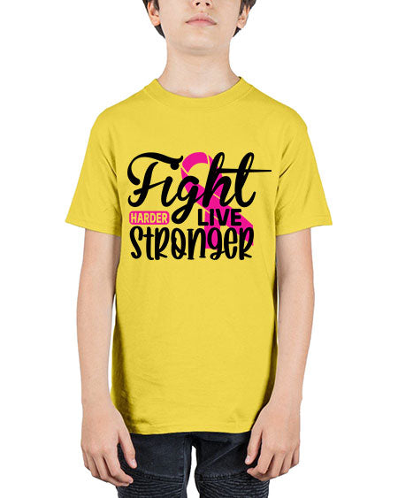 Fight Harder Live Stronger 27# - breast cancer - Youth Tee Unisex