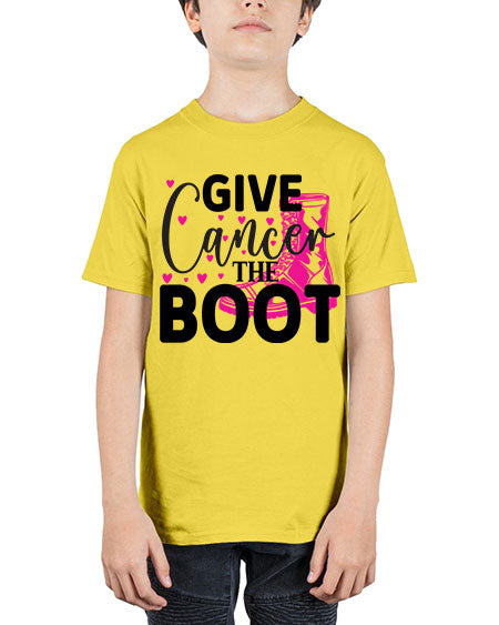 Give Cancer the Boot 24# - breast cancer - Youth Tee Unisex