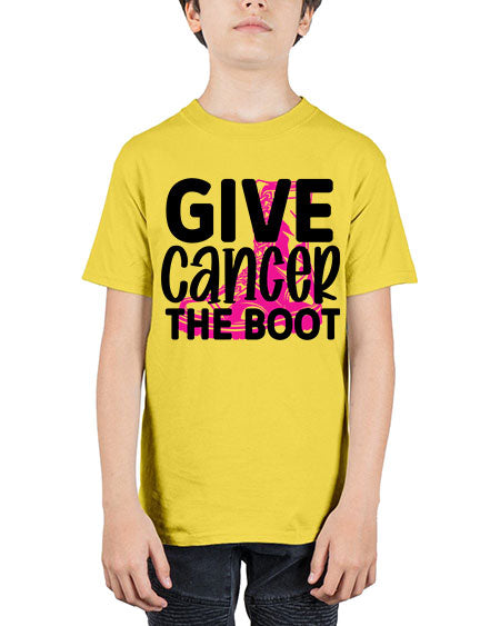 Give Cancer the Boot 25# - breast cancer - Youth Tee Unisex