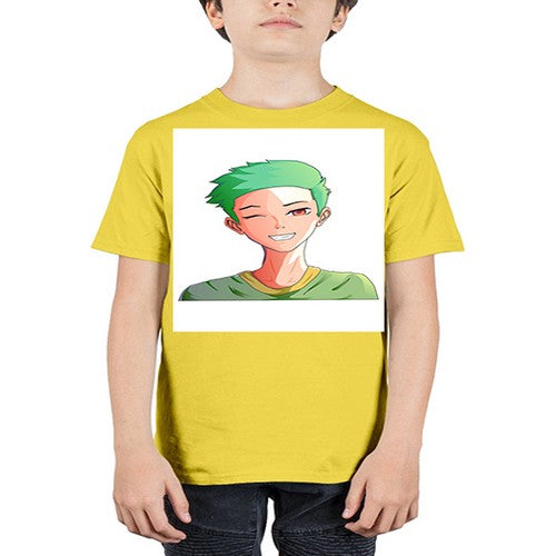 Handsome boy green hair wearing green shirt 35# - anime - Youth Tee Unisex