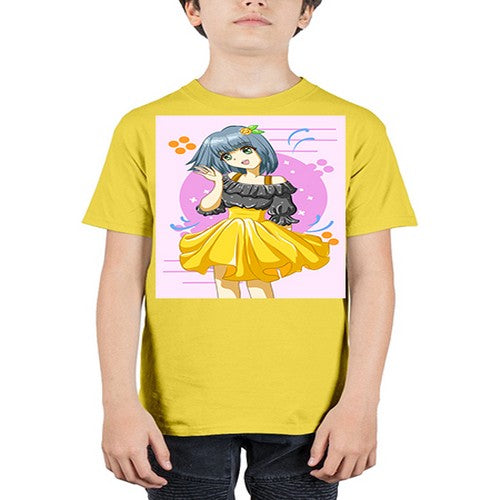 Happy and funny girl with black yellow dress in summer 41# - anime - Youth Tee Unisex