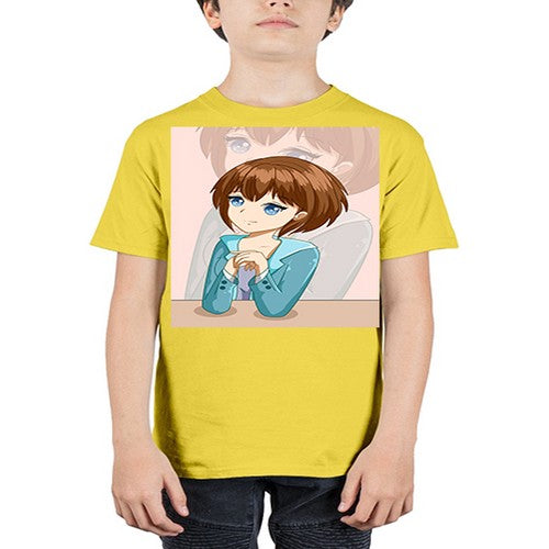 Happy beautiful and elegant girl brown hair 36# - anime - Youth Tee Unisex