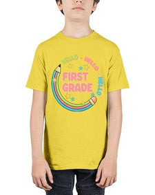 Hello first Grade Pencil 278# - first grade - Youth Tee Unisex