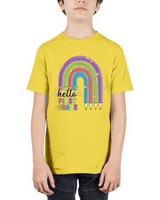 Hello first Grade Pencil Rainbow 279# - first grade - Youth Tee Unisex