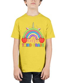 Hello third Grade Unicorn Rainbow 349# - third grade - Youth Tee Unisex