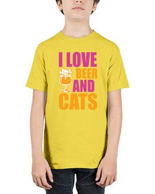 I Love Beer And Cats - cats - Youth Tee Unisex
