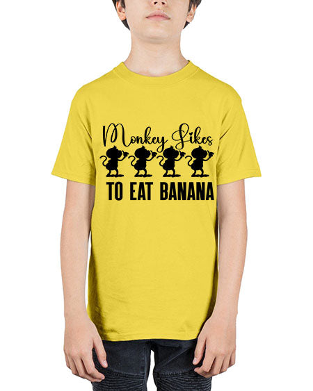 Monkey likes to eat banana  - monkey - Youth Tee Unisex