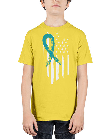 PTSD Teal Ribbon Distressed US 7# - PTSD - Youth Tee Unisex