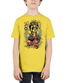 Skull Scooterist 1063# - skull and bones - Youth Tee Unisex