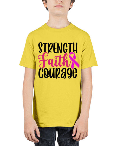 Strength Faith Courage 7# - breast cancer - Youth Tee Unisex