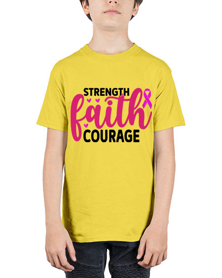 Strength Faith Courage 8# - breast cancer - Youth Tee Unisex