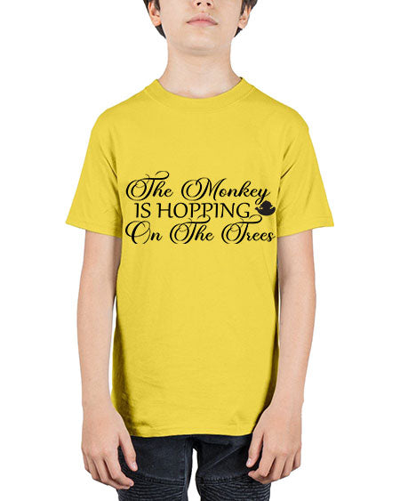 The monkey is hopping on  - monkey - Youth Tee Unisex
