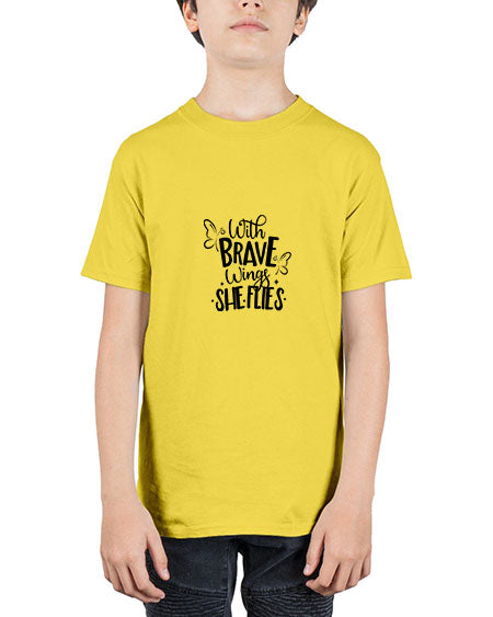 With Brave Wings She Flies - butterfly - Youth Tee Unisex