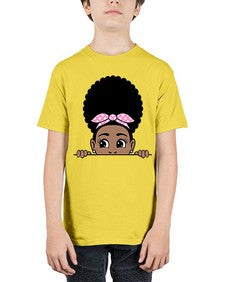 afro puff bandana girl peekaboo 85# - black girls or women - Youth Tee Unisex