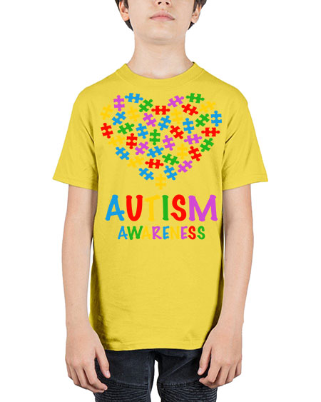 autism awareness heart love puzzle 15# - autism - Youth Tee Unisex