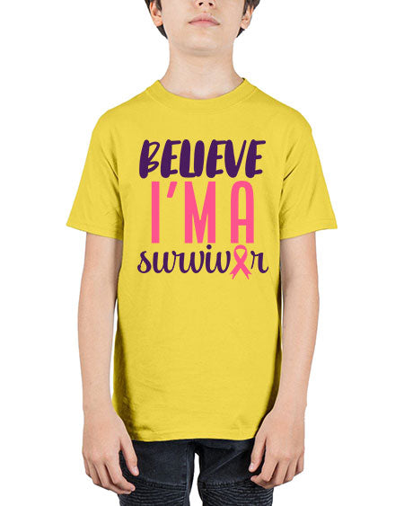 believe i'm a survivor - breast cancer - Youth Tee Unisex