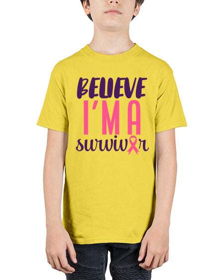 believe im a survivor Style 16# - breast cancer - Youth Tee Unisex