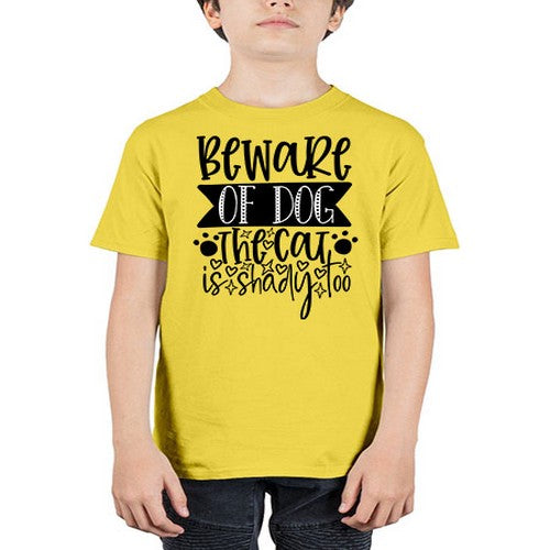 beware of dog the cat is shady too 60# - dogs - Youth Tee Unisex