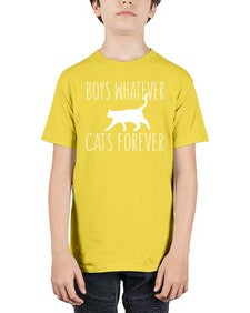 boys whatever cats forever - cats - Youth Tee Unisex