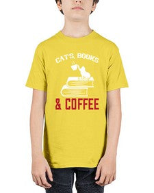 cats book and coffee Style 37# - cats - Youth Tee Unisex