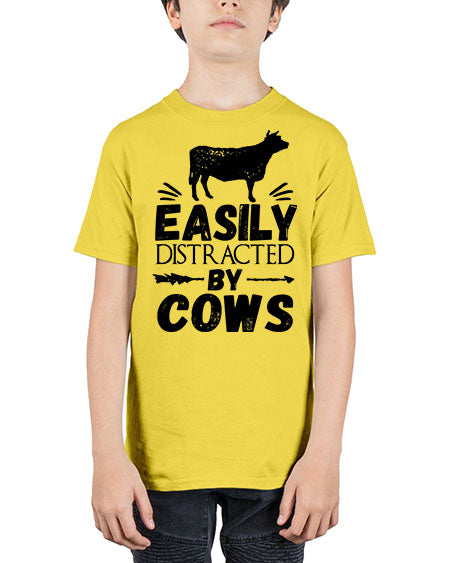 easily distracted by cows - cow - Youth Tee Unisex