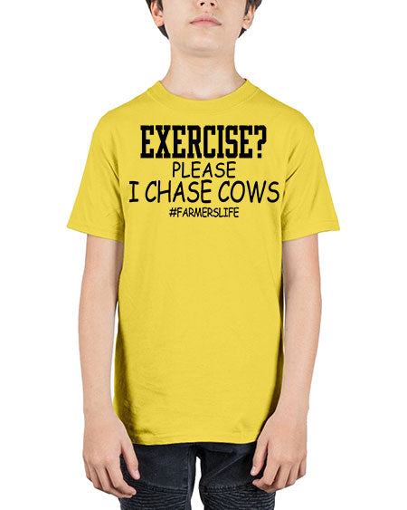 exercise please i chase cows - cow - Youth Tee Unisex