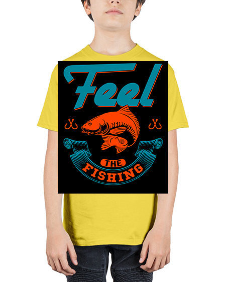 feel the fishing png 60# - shark-fish - Youth Tee Unisex