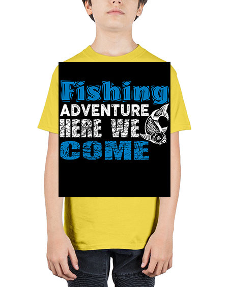fishing adventure here we come png 52# - shark-fish - Youth Tee Unisex