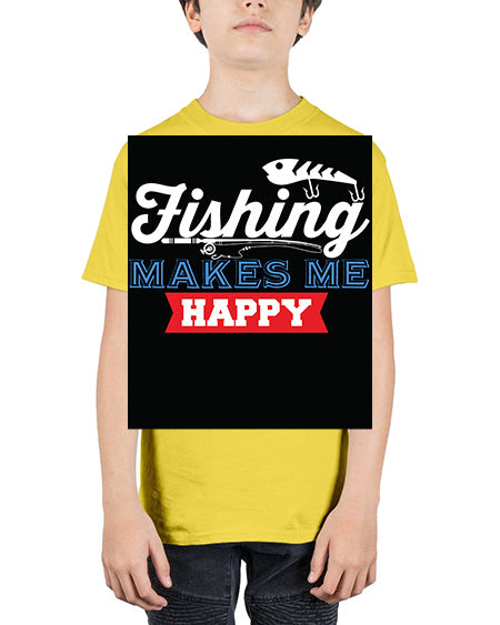 fishing makes me happy png 46# - shark-fish - Youth Tee Unisex