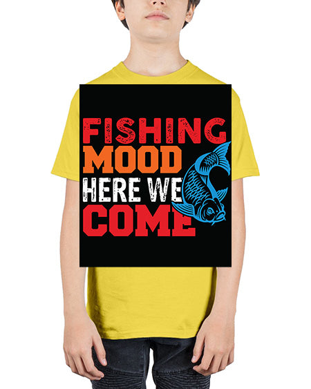 fishing mood here we come png 44# - shark-fish - Youth Tee Unisex