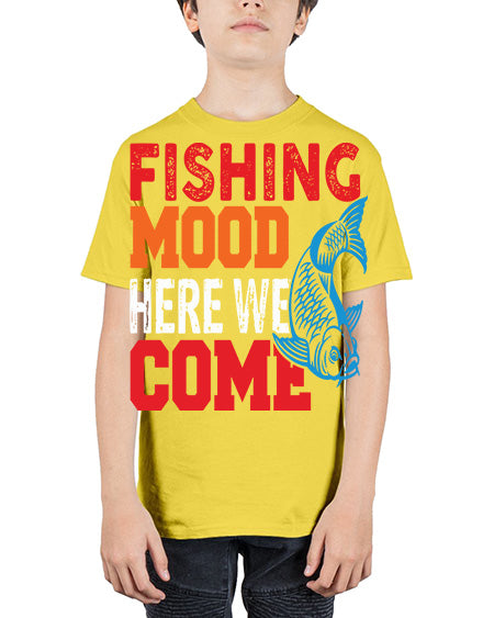 fishing mood here we come png 76# - shark-fish - Youth Tee Unisex